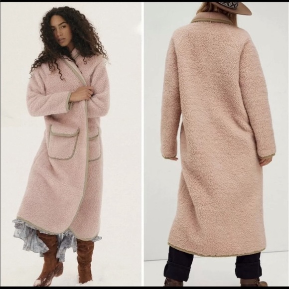 New Free People Irresistable Teddy Cardi Coat Pink s, m - Picture 3 of 6